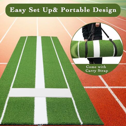 Umisu Softball Pitching Mat 10' x 3',Portable Softball Pitching Rubber Mound,Softball Pitching Aids for Indoor Outdoor Pitching Practice by Softball with Pitching Pad Anti-Fade Anti-Slip Pitch-Green in Kuwait