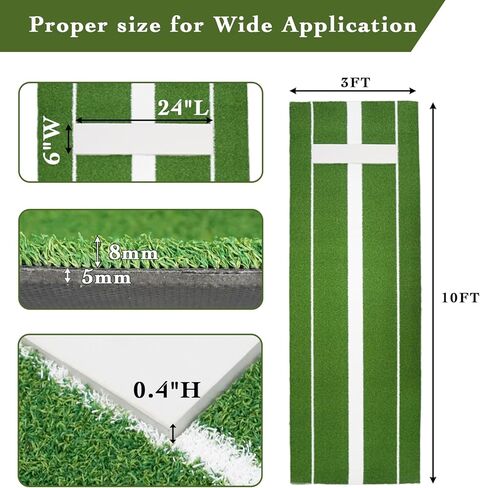 Umisu Softball Pitching Mat 10' x 3',Portable Softball Pitching Rubber Mound,Softball Pitching Aids for Indoor Outdoor Pitching Practice by Softball with Pitching Pad Anti-Fade Anti-Slip Pitch-Green in Kuwait