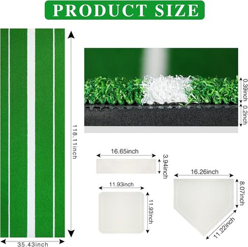 حصيرة رمي الكرة اللينة، مطاط رمي الكرة اللينة/التل/مساعدات العشب حصيرة أباريق البيسبول وسادة تدريب مضادة للتلاشي ومضادة للانزلاق لقفص المنزل في الفناء الخلفي الداخلي والخارجي مع حزام حمل ولوحة منزلية 5 قطع in Kuwait
