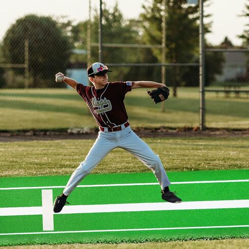 حصيرة رمي الكرة اللينة، مطاط رمي الكرة اللينة/التل/مساعدات العشب حصيرة أباريق البيسبول وسادة تدريب مضادة للتلاشي ومضادة للانزلاق لقفص المنزل في الفناء الخلفي الداخلي والخارجي مع حزام حمل ولوحة منزلية 5 قطع in Kuwait