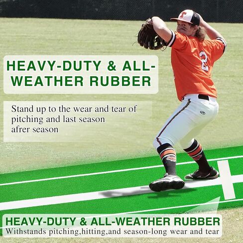 حصيرة رمي الكرة اللينة، مطاط رمي الكرة اللينة/التل/مساعدات العشب حصيرة أباريق البيسبول وسادة تدريب مضادة للتلاشي ومضادة للانزلاق لقفص المنزل في الفناء الخلفي الداخلي والخارجي مع حزام حمل ولوحة منزلية 5 قطع in Kuwait