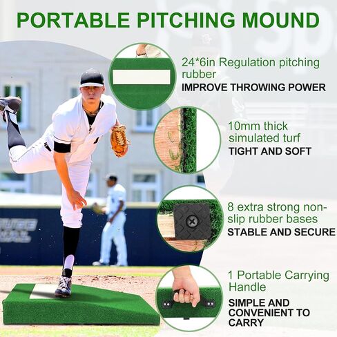 تلة رمي محمولة مع مطاط تنظيم رمي، أكوام رمي لمساعدات تدريب البيسبول، تلة أباريق مع مقبض حمل لسهولة الحمل 30 × 30 × 4 بوصة in Kuwait