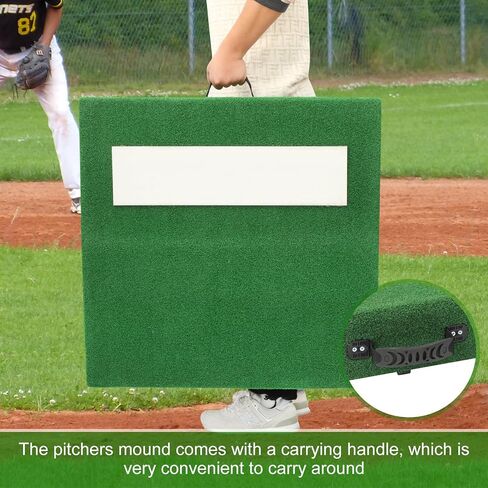 تلة رمي محمولة مع مطاط تنظيم رمي، أكوام رمي لمساعدات تدريب البيسبول، تلة أباريق مع مقبض حمل لسهولة الحمل 30 × 30 × 4 بوصة in Kuwait