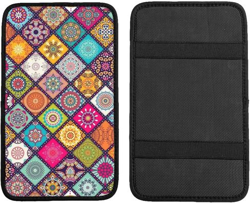 SXEACVS Flower Pink Car Center Console Pad for Women Men Universal Accessories Vehicle SUV Truck Auto Armrest Cover Protector Cushion Decoration in Saudi Arabia