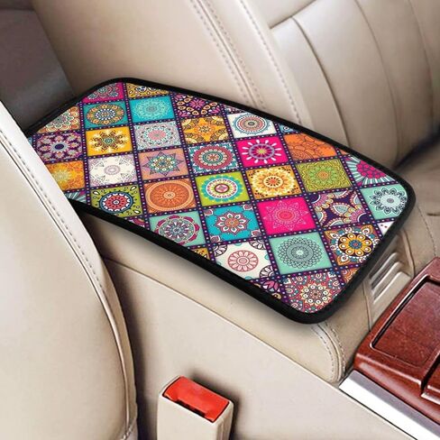SXEACVS Flower Pink Car Center Console Pad for Women Men Universal Accessories Vehicle SUV Truck Auto Armrest Cover Protector Cushion Decoration in Saudi Arabia
