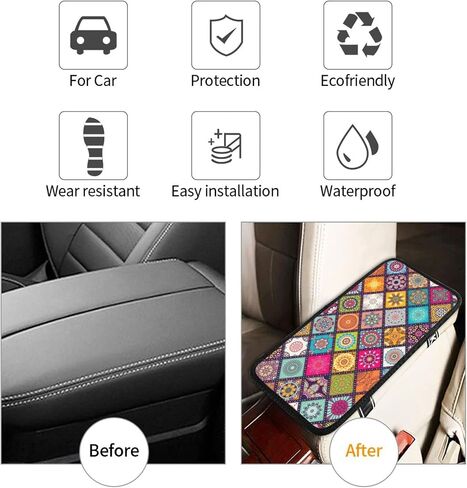 SXEACVS Flower Pink Car Center Console Pad for Women Men Universal Accessories Vehicle SUV Truck Auto Armrest Cover Protector Cushion Decoration in Saudi Arabia