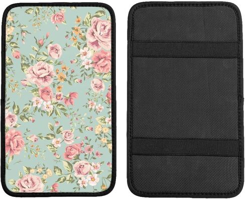 SXEACVS Flower Pink Car Center Console Pad for Women Men Universal Accessories Vehicle SUV Truck Auto Armrest Cover Protector Cushion Decoration in Saudi Arabia