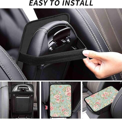 SXEACVS Flower Pink Car Center Console Pad for Women Men Universal Accessories Vehicle SUV Truck Auto Armrest Cover Protector Cushion Decoration in Saudi Arabia