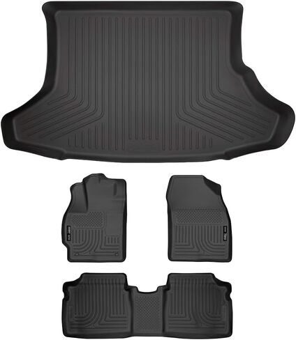 Husky Liners Weatherbeater Floor Mats | Fits 2010 - 2014 Toyota Prius | Front & 2nd Row, 3-pc Black - 98921 in Kuwait