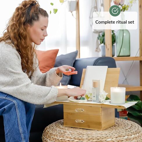 طقم المذبح | بلورات وأحجار شفاء للأرواح الواعية | مذبح السفر | مذبح طاولة التأمل | أحجار الشاكرا وبلورات الشفاء | لوازم مذبح السحر | طقم مذبح الويكا in Kuwait