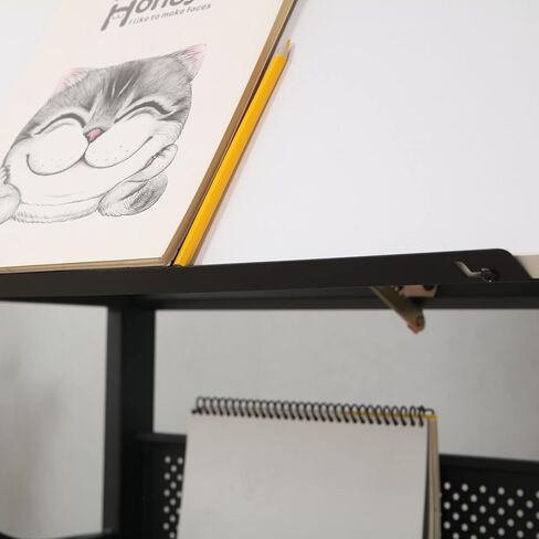 طاولة رسم قابلة للتعديل مع مقعد و3 أدراج، بيضاء in Kuwait