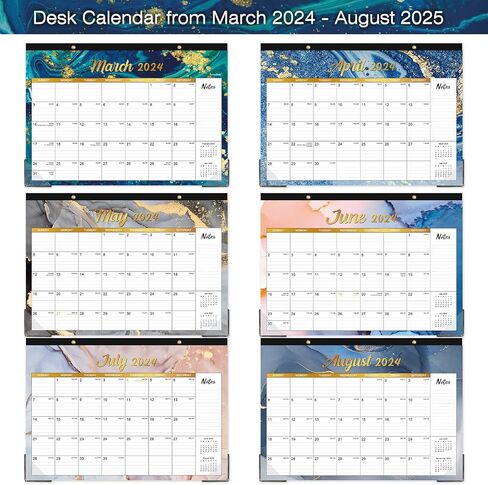 Calendar 2024-2025 - Desk Calendar 2024-2025, MAR 2024 - AUG 2025,18 Monthly 2024-2025 Desk/Wall Calendar 2-in-1, 16.9" x 11.9", with Corner Protectors, Ruled Blocks - Blue in Saudi Arabia