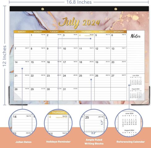 Calendar 2024-2025 - Desk Calendar 2024-2025, MAR 2024 - AUG 2025,18 Monthly 2024-2025 Desk/Wall Calendar 2-in-1, 16.9" x 11.9", with Corner Protectors, Ruled Blocks - Blue in Saudi Arabia