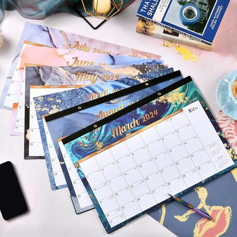 Calendar 2024-2025 - Desk Calendar 2024-2025, MAR 2024 - AUG 2025,18 Monthly 2024-2025 Desk/Wall Calendar 2-in-1, 16.9" x 11.9", with Corner Protectors, Ruled Blocks - Blue in Saudi Arabia