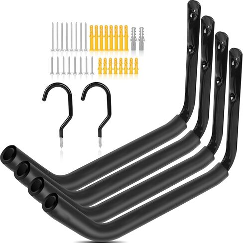 ترقية 15 بوصة الثقيلة المرآب داخلي قوارب الكاياك، 4 حزمة الشماعات زورق تخزين المرآب سعة 120LB، السنانير شماعات الزورق لتعليق ألواح ركوب الأمواج زورق سلالم كراسي الشاطئ دراجات الخشب in Kuwait