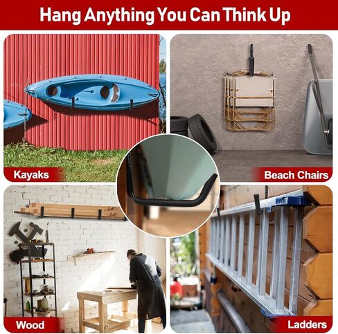 ترقية 15 بوصة الثقيلة المرآب داخلي قوارب الكاياك، 4 حزمة الشماعات زورق تخزين المرآب سعة 120LB، السنانير شماعات الزورق لتعليق ألواح ركوب الأمواج زورق سلالم كراسي الشاطئ دراجات الخشب in Kuwait