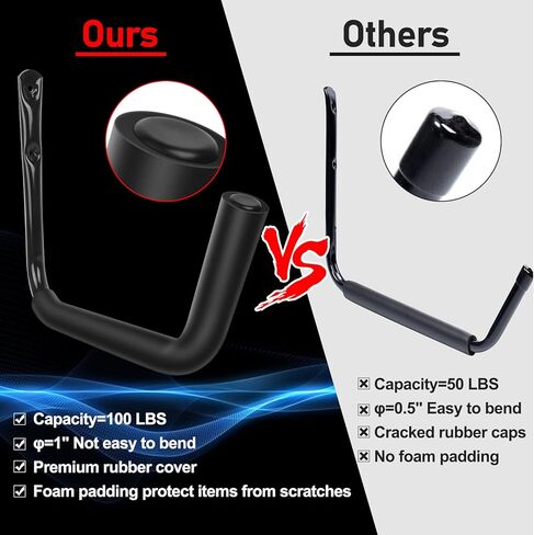 ترقية 15 بوصة الثقيلة المرآب داخلي قوارب الكاياك، 4 حزمة الشماعات زورق تخزين المرآب سعة 120LB، السنانير شماعات الزورق لتعليق ألواح ركوب الأمواج زورق سلالم كراسي الشاطئ دراجات الخشب in Kuwait