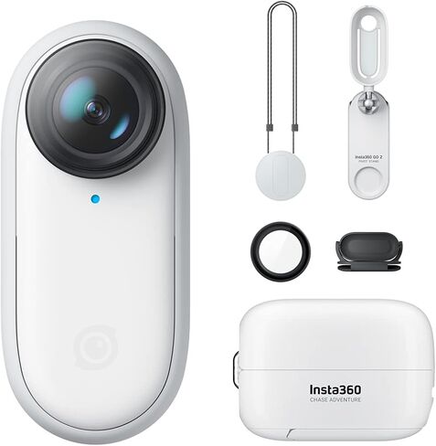 Insta360 GO 2 - كاميرا حركة صغيرة، تزن 1 أونصة، مقاومة للماء، مثبتة، التقاط منظور الشخص الأول، مستشعر 1/2.3 بوصة، مع علبة شحن وملحقات كاميرا يمكن ارتداؤها للسفر والرياضة ومدونة الفيديو in Kuwait