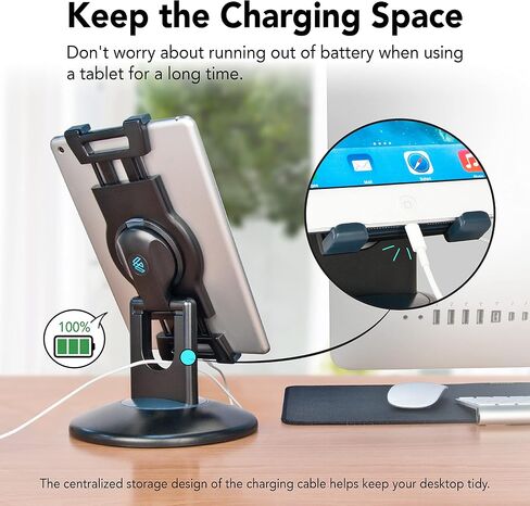 EHO iPad Stand, 360° Rotating Commercial Tablet Stand, Retail Kiosk, 6"-13" (Screens) Adapter Universal Tablet Clamp Holder for iPad, iPad Air, iPad Mini, Microsoft Surface, Most Tablets - Black in Saudi Arabia