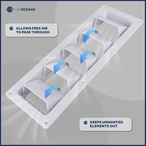 Five Oceans 5-Slotted Louvered Ventilators, 13-1/4-Inch x 4-3/4-Inch, White ABS Plastic, 2 Pack - FO106-M2 in Saudi Arabia