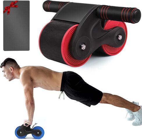 Automatic Rebound Abdominal Wheel, 2023 New Roller Home Abdominal Exerciser with Knee Pads Home Gym Equipment, Abdominal Roller for Beginners Core Workout, Abdominal Workout Fitness in Saudi Arabia