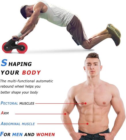 Automatic Rebound Abdominal Wheel, 2023 New Roller Home Abdominal Exerciser with Knee Pads Home Gym Equipment, Abdominal Roller for Beginners Core Workout, Abdominal Workout Fitness in Saudi Arabia