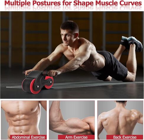 Automatic Rebound Abdominal Wheel, 2023 New Roller Home Abdominal Exerciser with Knee Pads Home Gym Equipment, Abdominal Roller for Beginners Core Workout, Abdominal Workout Fitness in Saudi Arabia