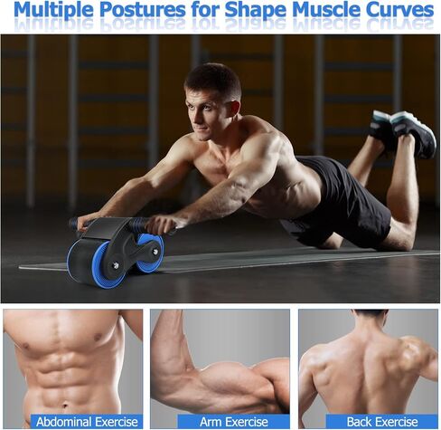 Automatic Rebound Abdominal Wheel, 2023 New Roller Home Abdominal Exerciser with Knee Pads Home Gym Equipment, Abdominal Roller for Beginners Core Workout, Abdominal Workout Fitness in Saudi Arabia