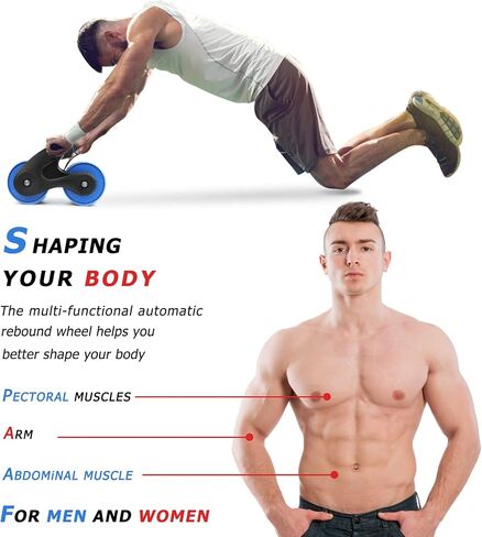 Automatic Rebound Abdominal Wheel, 2023 New Roller Home Abdominal Exerciser with Knee Pads Home Gym Equipment, Abdominal Roller for Beginners Core Workout, Abdominal Workout Fitness in Saudi Arabia