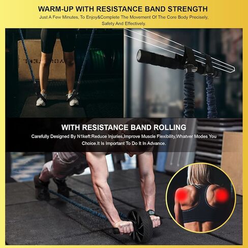 عجلة تمارين البطن آب ويل رولر للتمرين المنزلي، عجلات دوارة آب لتدريب القوة في البطن والأساس، عجلة تمرين البطن للياقة البدنية في صالة الألعاب الرياضية المنزلية، مناسبة للمبتدئين والمتقدمين من المستوى آب رولر in Kuwait