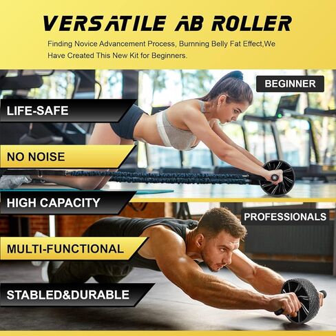 عجلة تمارين البطن آب ويل رولر للتمرين المنزلي، عجلات دوارة آب لتدريب القوة في البطن والأساس، عجلة تمرين البطن للياقة البدنية في صالة الألعاب الرياضية المنزلية، مناسبة للمبتدئين والمتقدمين من المستوى آب رولر in Kuwait