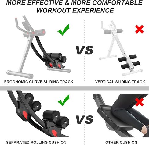 جهاز تمارين البطن من eHUPOO Ab Machine، جهاز تدريب أساسي وبطن لتمارين الجسم بالكامل لصالة الألعاب الرياضية المنزلية، مدرب خصر قابل للطي مع أشرطة مقاومة باللون الأحمر in Kuwait