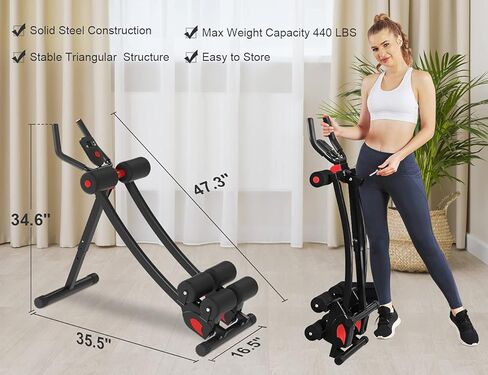 جهاز تمارين البطن من eHUPOO Ab Machine، جهاز تدريب أساسي وبطن لتمارين الجسم بالكامل لصالة الألعاب الرياضية المنزلية، مدرب خصر قابل للطي مع أشرطة مقاومة باللون الأحمر in Kuwait