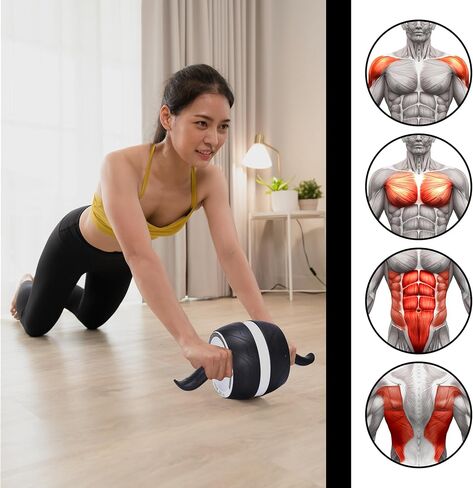 Tribe WOD Ab Roller Wheel - Ab Exercise Equipment - Core Muscles and The Abdominal Training Workout Equipment - Sculpts Abs, Obliques, Arms, Back - Non-slip Handles - 7.8 x 15.7 inches (White) in Kuwait