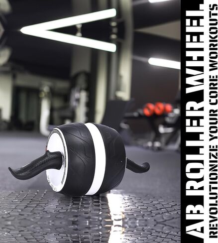 Tribe WOD Ab Roller Wheel - Ab Exercise Equipment - Core Muscles and The Abdominal Training Workout Equipment - Sculpts Abs, Obliques, Arms, Back - Non-slip Handles - 7.8 x 15.7 inches (White) in Kuwait