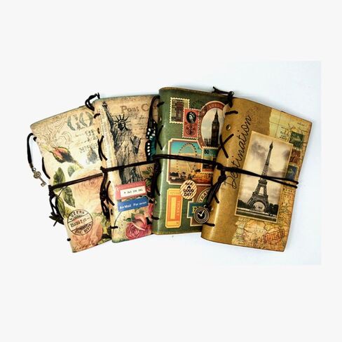 Retro Soft PU Leather Cover Loose-Leaf Journals Travelers' Notebook Leather Writing Journal Notebook Sketchbook (Eiffel Tower) in Kuwait