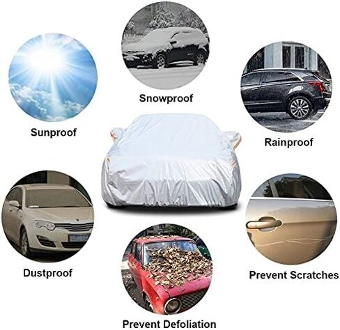 غطاء سيارة Kayme 6 طبقات مناسب خصيصًا لسيارة Toyota RAV4 (2006-2024)، مقاوم للماء في جميع الأحوال الجوية للسيارات، حماية من الأشعة فوق البنفسجية من الشمس والمطر. فضي in Kuwait