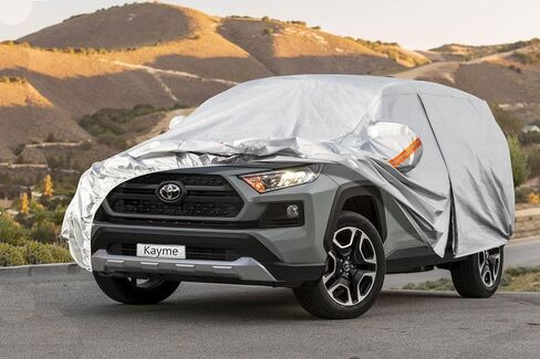 غطاء سيارة Kayme 6 طبقات مناسب خصيصًا لسيارة Toyota RAV4 (2006-2024)، مقاوم للماء في جميع الأحوال الجوية للسيارات، حماية من الأشعة فوق البنفسجية من الشمس والمطر. فضي in Kuwait