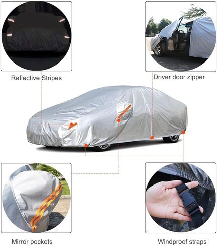 غطاء سيارة Kayme 6 طبقات مناسب خصيصًا لسيارة Toyota RAV4 (2006-2024)، مقاوم للماء في جميع الأحوال الجوية للسيارات، حماية من الأشعة فوق البنفسجية من الشمس والمطر. فضي in Kuwait