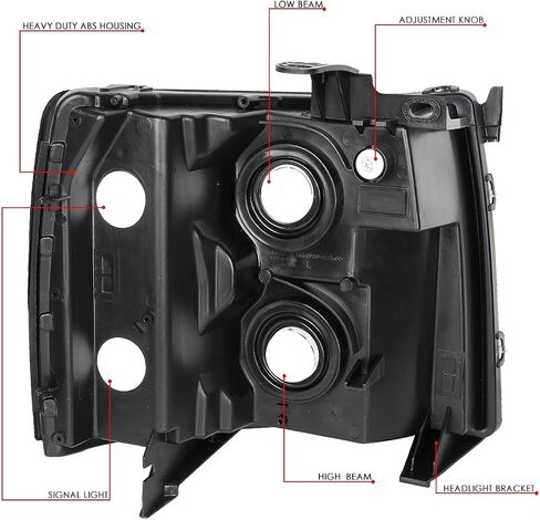 DNA MOTORING HL-OH-CSIL07-BK-AM المصابيح الأمامية باللون الأسود الكهرماني المتوافقة مع 07-13 Silverado 1500/07-14 Silverado 2500 HD 3500 in Kuwait