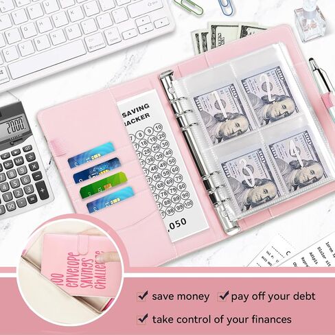100 Envelopes Challenge Binder,A5 Savings Binder with Cash Envelopes,100 Envelopes Money Saving Challenge Binder Budget Book - Easy and Fun Way to Save $5,050 in Saudi Arabia