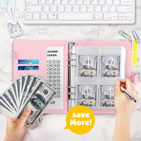 100 Envelopes Challenge Binder,A5 Savings Binder with Cash Envelopes,100 Envelopes Money Saving Challenge Binder Budget Book - Easy and Fun Way to Save $5,050 in Saudi Arabia