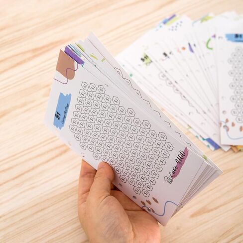 أجهزة تتبع تحدي توفير الأموال المصفحة للمجلدات ذات 6 حلقات A6، أوراق تتبع التوفير النقدي القابلة لإعادة الاستخدام، بطاقات ميزانية متعددة لمخطط رحلة التوفير (15 قطعة) in Kuwait