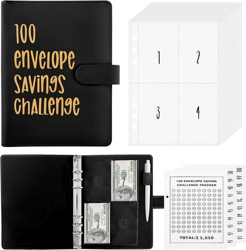 100 Envelopes Challenge Binder, Money Saving Challenge Budget Book Binder with Cash Envelopes - Fun Way to Save $5,050 - Purple in Saudi Arabia