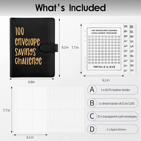 100 Envelopes Challenge Binder, Money Saving Challenge Budget Book Binder with Cash Envelopes - Fun Way to Save $5,050 - Purple in Saudi Arabia