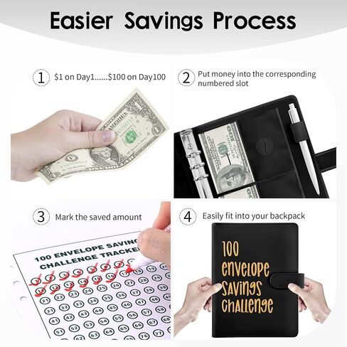 100 Envelopes Challenge Binder, Money Saving Challenge Budget Book Binder with Cash Envelopes - Fun Way to Save $5,050 - Purple in Saudi Arabia