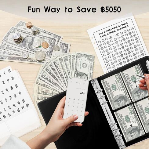 100 Envelopes Challenge Binder, Money Saving Challenge Budget Book Binder with Cash Envelopes - Fun Way to Save $5,050 - Purple in Saudi Arabia