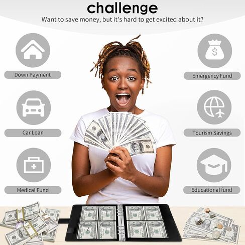 100 Envelopes Challenge Binder, Money Saving Challenge Budget Book Binder with Cash Envelopes - Fun Way to Save $5,050 - Purple in Saudi Arabia