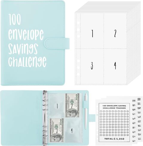 100 Envelopes Challenge Binder, Money Saving Challenge Budget Book Binder with Cash Envelopes - Fun Way to Save $5,050 - Purple in Saudi Arabia