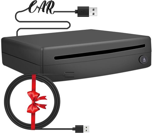 مشغل أقراص مضغوطة USB خارجي للسيارة، مقابس Homlab المحمولة في مشغل أقراص مضغوطة مع كابل USB إضافي، للسيارة بدون مشغل أقراص مضغوطة، كمبيوتر محمول، تلفزيون، ماك، كمبيوتر، لنظام Android 4.4 وما فوق للملاحة، أسود in Kuwait